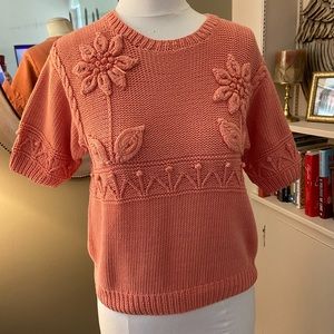 Handmade sweater, small/medium. Orange, medium weight. Delightful